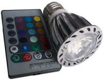 Лампа PAR светодиодная -  DISL-E27-3x2W-RGB ,  Dilight ,  АЛЮМИНИЙ + СТЕКЛО  ,  Ватт  : Pile.ru